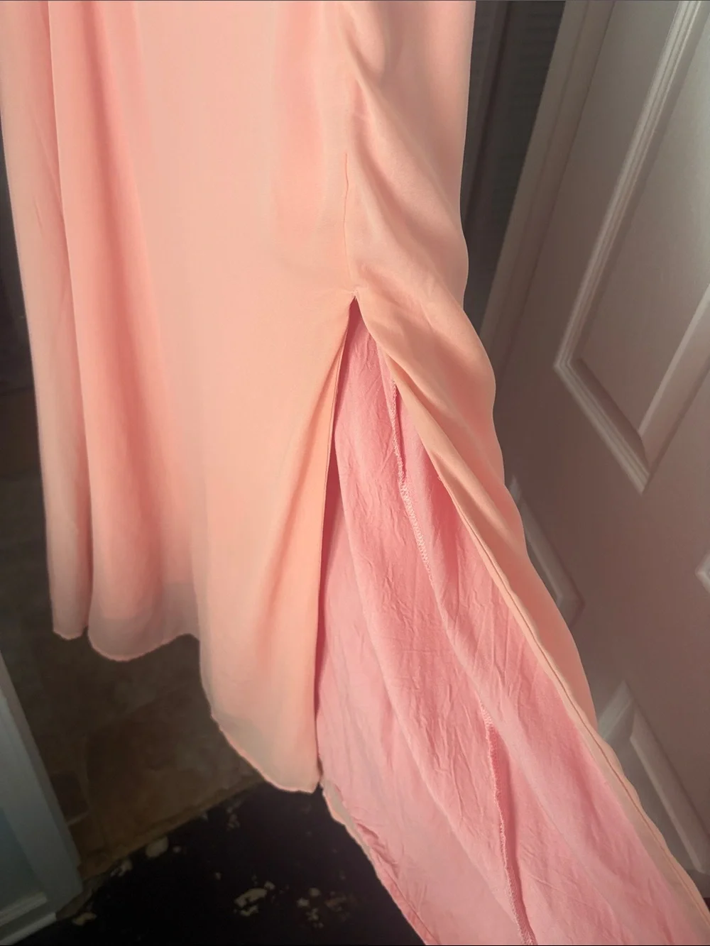 Abercrombie & Fitch Coral Pink Tie-Shoulder Maxi Dress